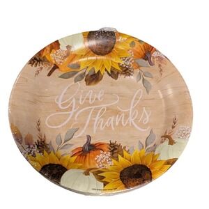 Hobby Lobby Give Thanks Paper Plates 10.5" 20ct Sunflower Pumpkin Thanksgiving